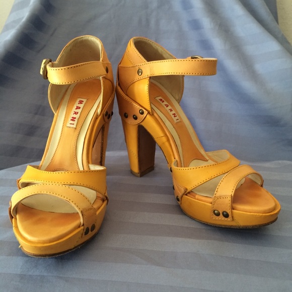 Marni Yellow Chunky Platform Sandals - Picture 1 of 8